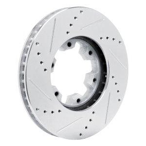 Nissan NV350 UrVan Brake Rotor (1) - Front Left - R1 Concepts - Drilled & Slotted - Silver - `02-`24